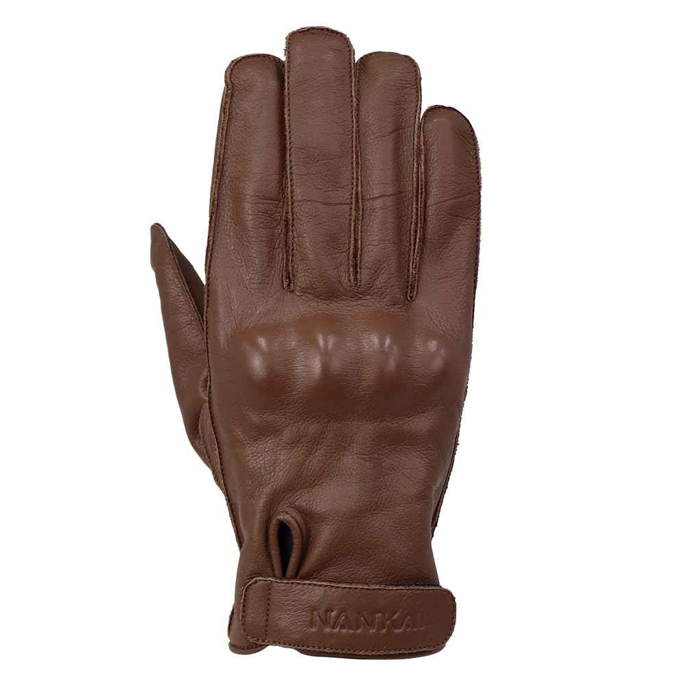 NANKAI Motorcycle Leather Size Nankai Parts All-Season Gloves, Brown, M, SDG-7075,