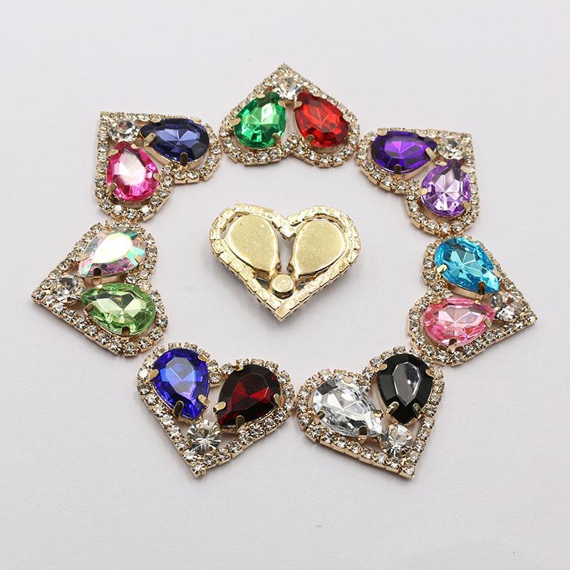 LKERAN 10pcs26 * 28MM Love Rhinestone Acrylic Button DIY Clothing Decoration Wedding Dress Handmade Decoration Accessories