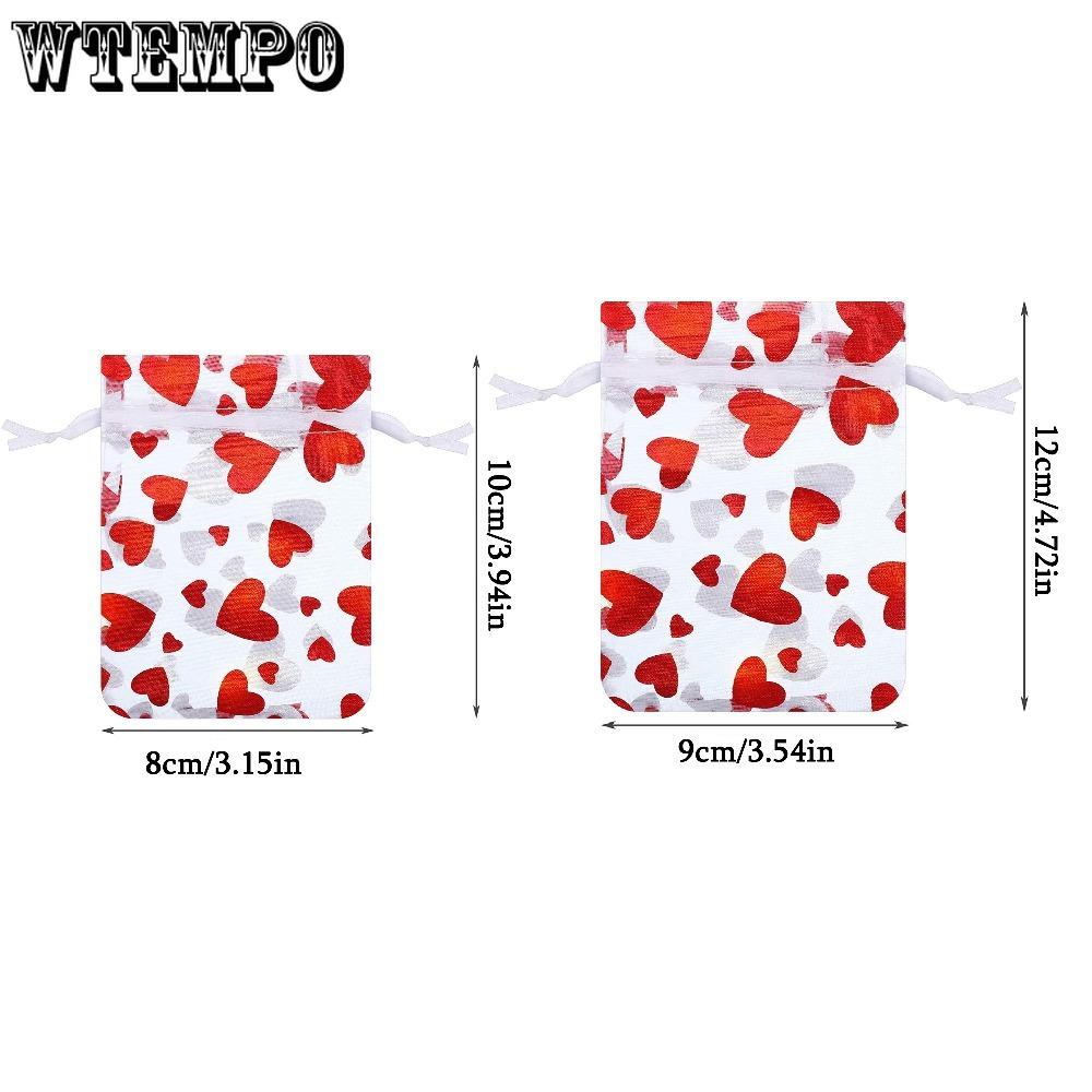 50pcs Valentine's Day Party Drawstring Bag Heart Gift Bags Jewelry Pouches Pouch Drawstring Bags for Jewelry Packaging Valentine's Day Gift Bag