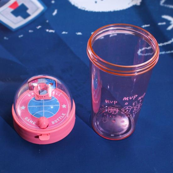 Basketball Shot Water Bottle with Mini Hoop 500ml Portable Sports Cup Creative Outdoor Gift for Kids Students