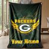 Green Bay Packers Custom Flannel Throw Blanket Print Your Name Text Soft Warm Blanket Holiday Present