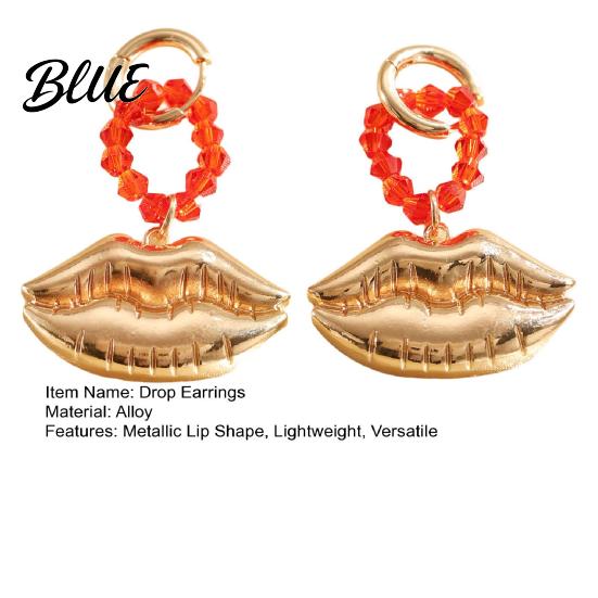 Statement Drop Earrings 1 Pair Red Faux Crystal Beaded Ring