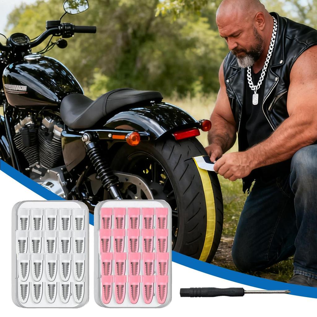 Tire Plug Kit 40 Pieces Tire Repair Plugs Scooter Rubber Nails for Motorcycle Mountain Bike Automotive Scooter Bicycle SUV Sedan
