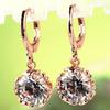 Elegant Fashion Women Rose Gold Plated White Crystal Stone Dangle Drop Earrings For Special Occasions