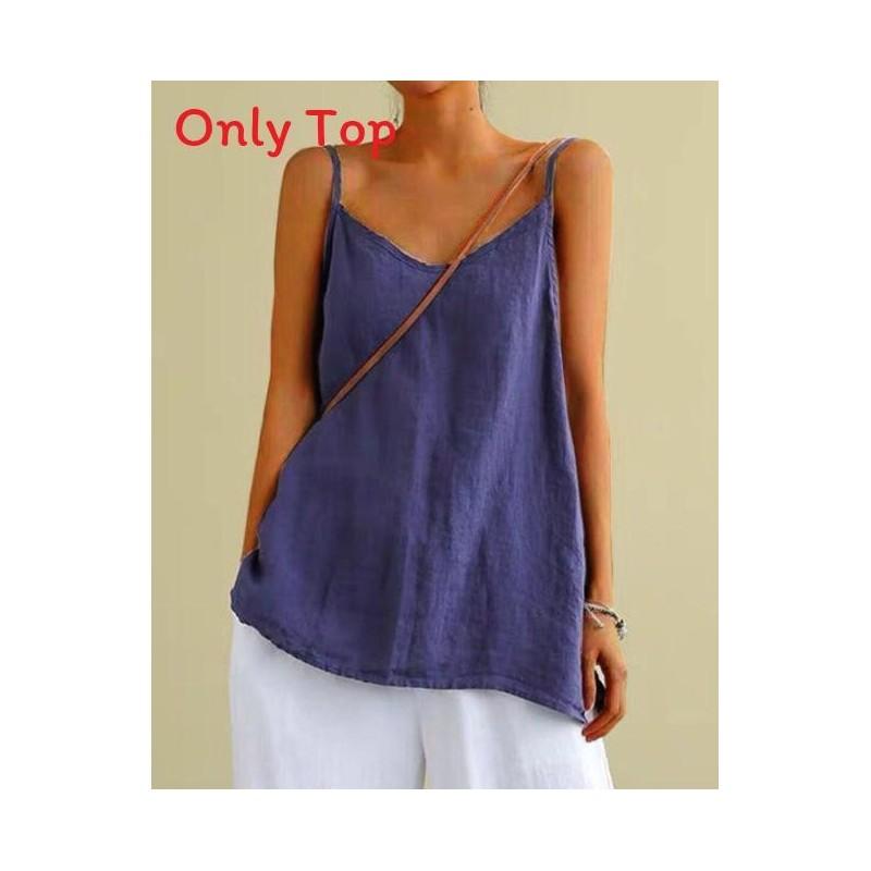 Cotton Linen Sleeveless Tank Top For Women Summer Casual Breathable Fashionable