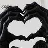 Hand Heart Gesture Sculpture 3D Printed Shape Skeleton Ornament, Gothic Rose Skull Statue Niche Style Art Gifts for Home Decor, Unique Dark