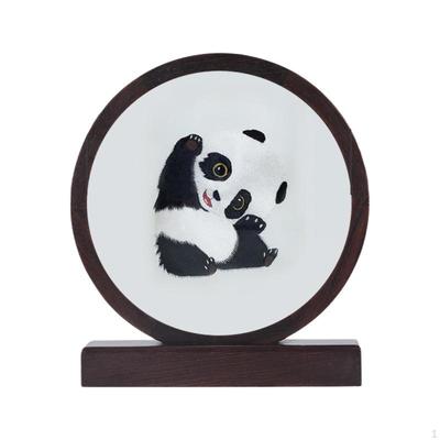Panda DoubleSided Embroidery, Handmade Silk Decoration, Desk Decor, Gift Acting Cute A