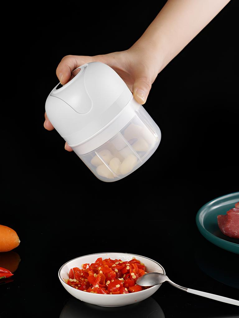 USB Charging Meat Grinder 1200mAh Electric Mini Garlic and Vegetable Chopper 250ml Three-Blade Head & 100ml Two-Blade Head