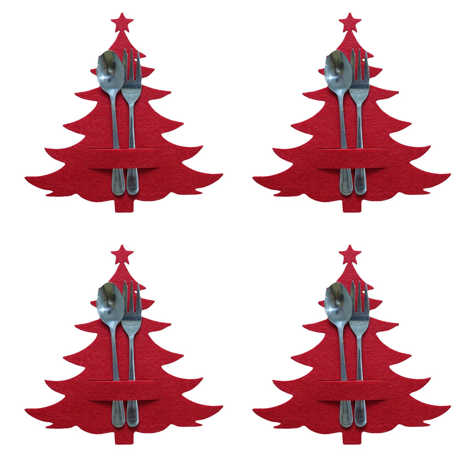 

Рождественские украшения для столовых приборов 4 шт. Рождественская сумка для столовых приборов Серебро Посуда Держатель для ножей Вилка Сумка Декор для домашнего обеденного стола One Size