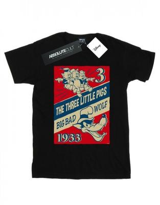 Baumwoll-T-Shirt für Mädchen mit drei kleinen Schweinchen und dem großen bösen Wolf