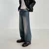 MYQ Men's Korean Style Loose Wide-Leg Retro Jeans