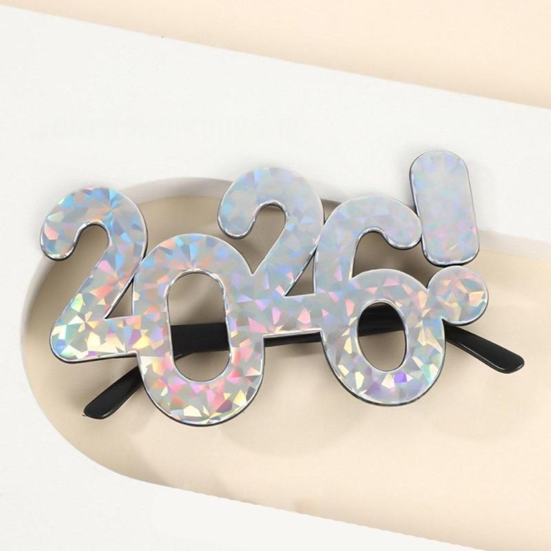 2026 Themed Celebration Glasses With Glittering Numbers Costume Accessory for Party Photos and Decorative Backdrops