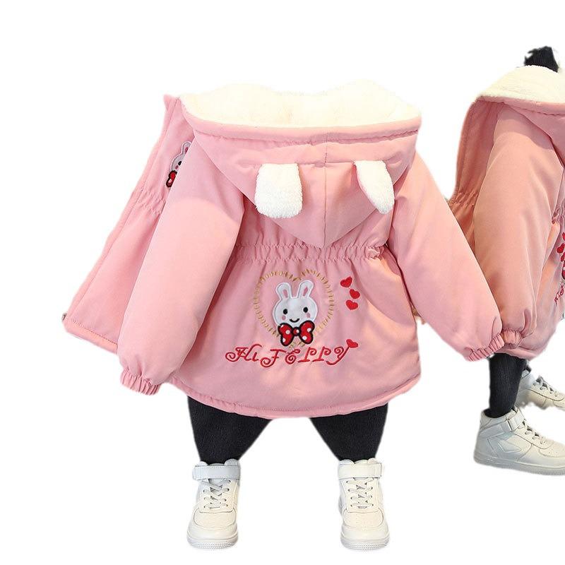 Girls' Autumn/Winter 2025 Fashionable Fleece-Lined Thick Baseball Jacket for Kids