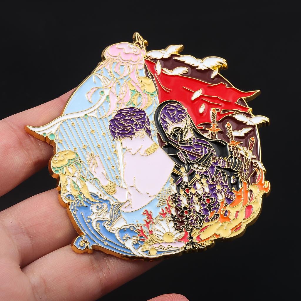 Anime Love and Deepspace Rafayel Brooche Cosplay Props Rotatable Matching Pin Badge Couple Lapel Men Women Backpack Jewelry