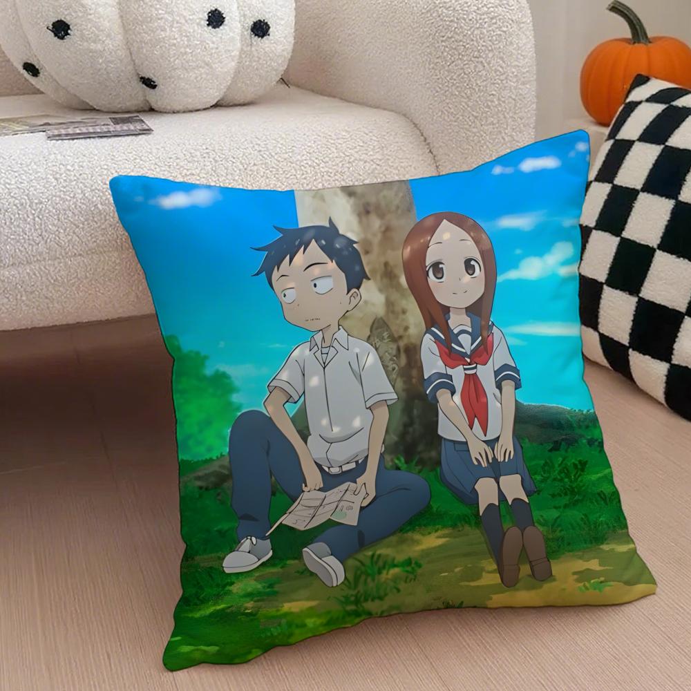 Anime Cartoon T-Teasing Master Takagi-San Cushion Cover Throw Pillow Cover Hidden Button Durable Polyester Chair Cushion