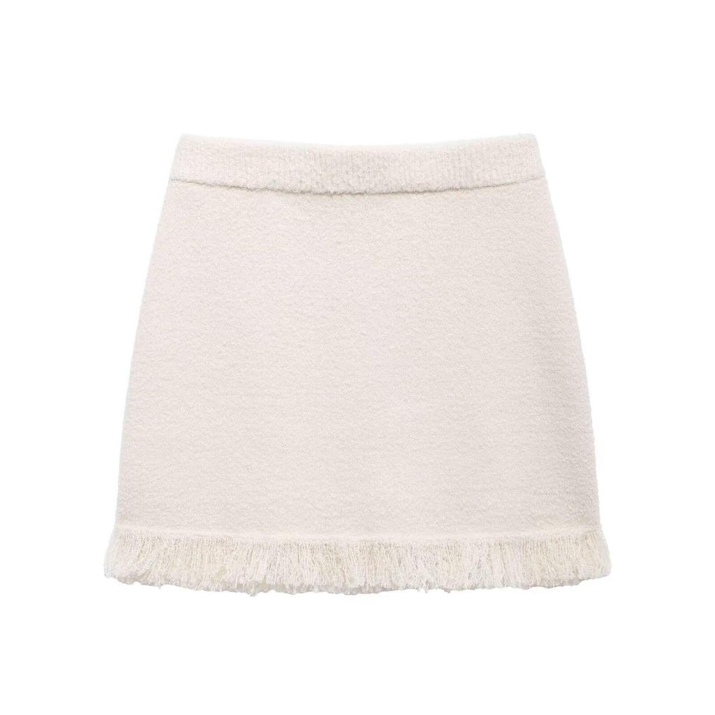 SHEIN Women's Autumn Bow Brooch Knitted Cardigan & Half Skirt Set: European-American Style.