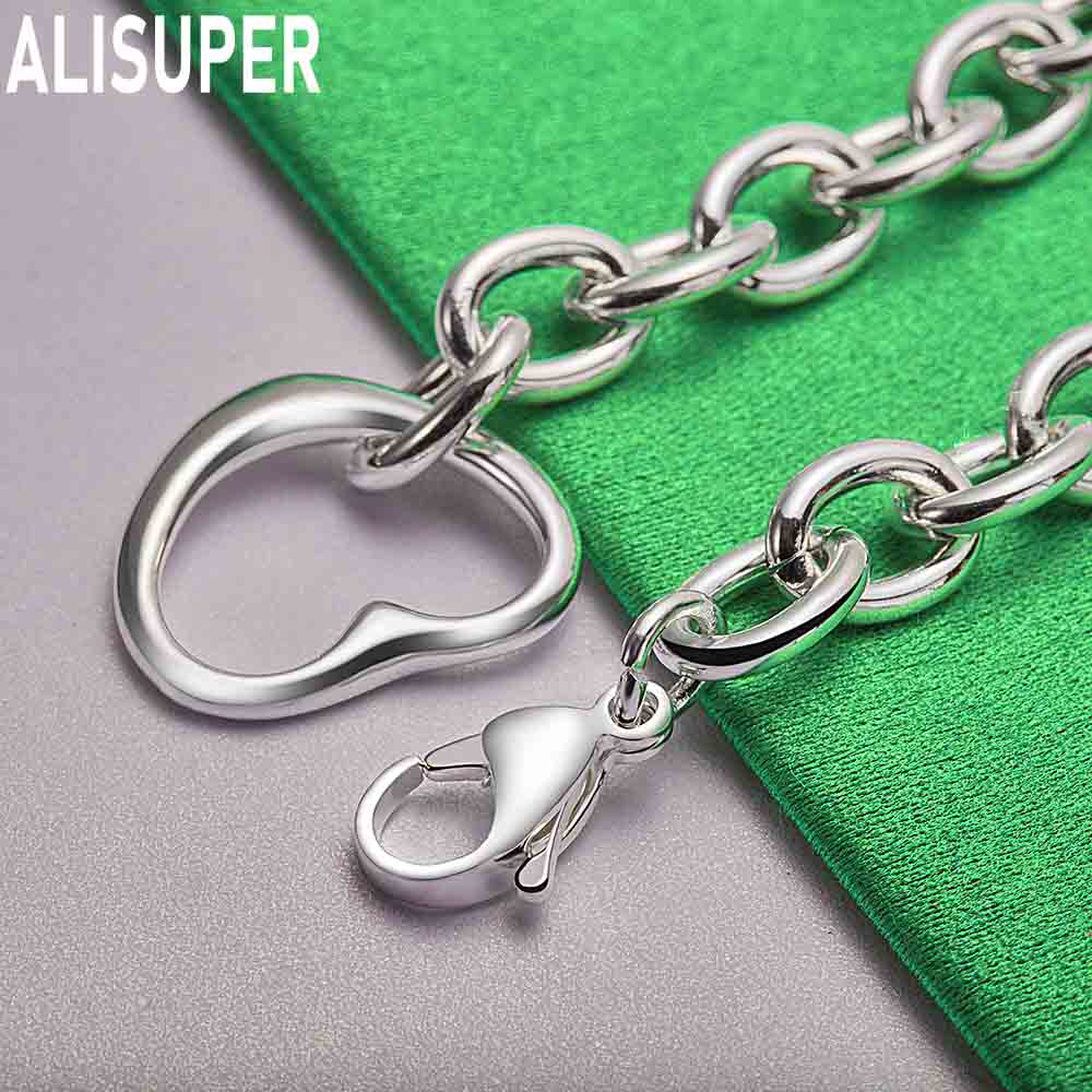 925 Sterling Silver Simple Romantic Hollow Love Side Chain Exquisite Bracelet Gift Jewelry