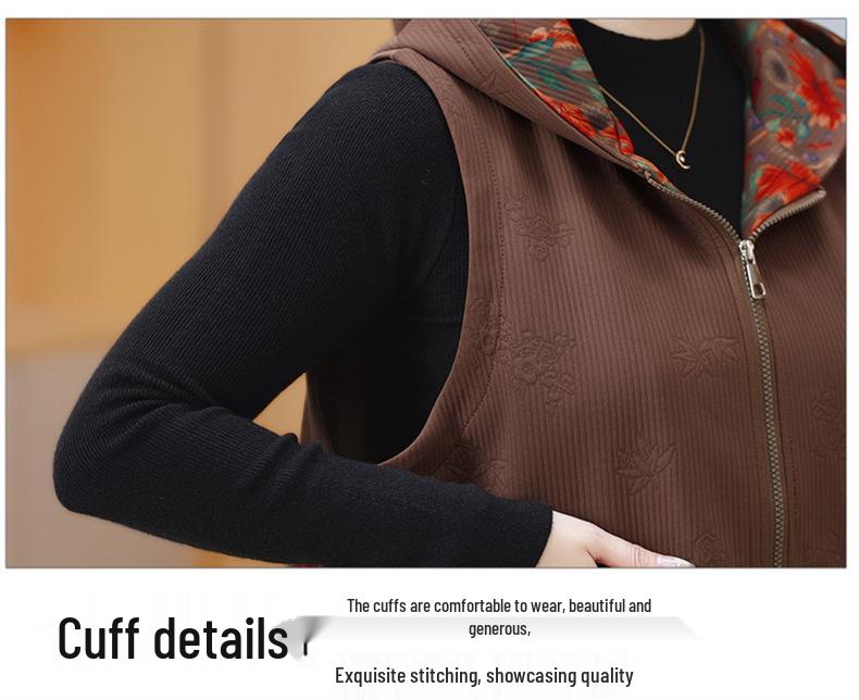 Plus Size Sleeveless Vest for Middle-aged and Elderly Women - Spring/Autumn Outerwear