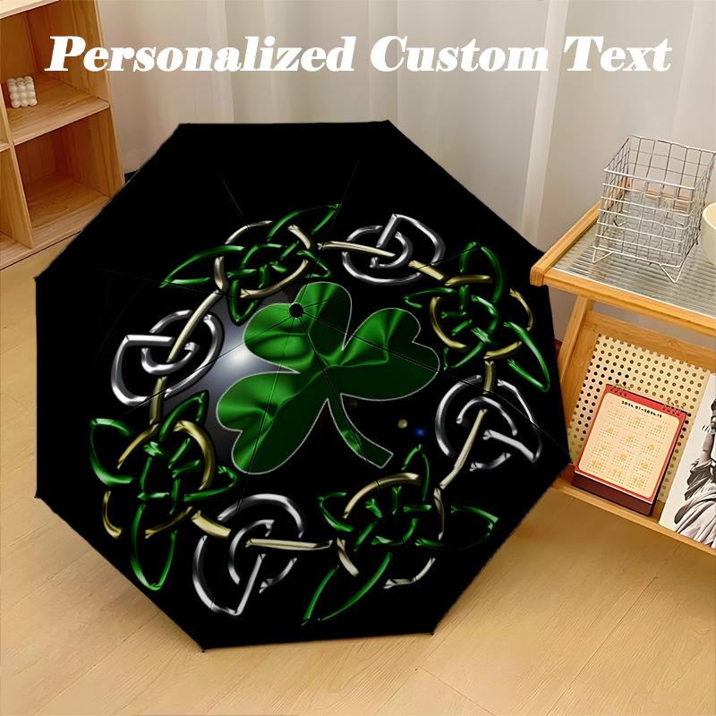 8‑Rib Automatic Umbrella, Celtic FC Design Foldable Umbrella for Sun Rain Protection Travel