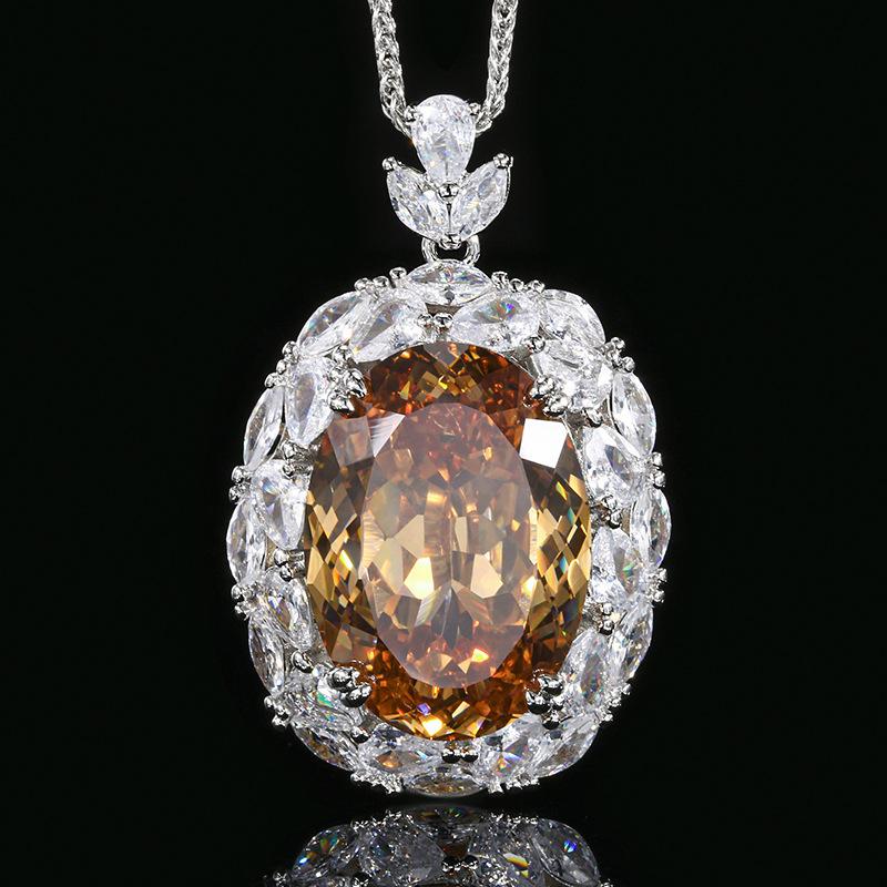 Bijoux Fond Cuivre Plaqué Or Simulation Pendentif Diamant Violet Grand Denier 18 * 25