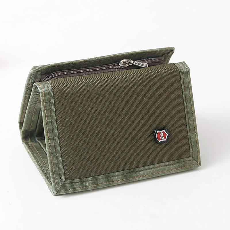 Мужской холщовый кошелек-трифолд в корейском стиле для молодежи зелёный