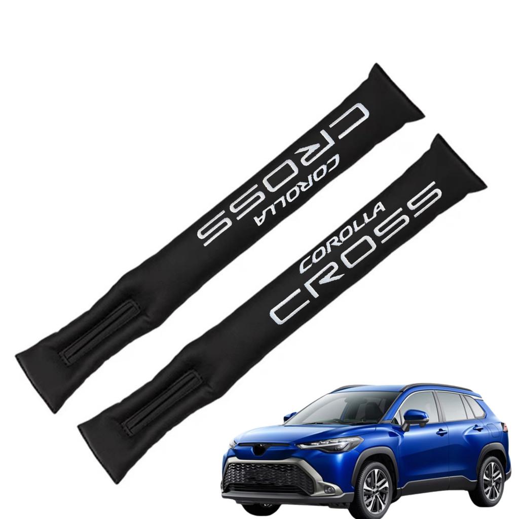 TatkDIY Compatible with Toyota Cross Custom Parts and Car Seat Gap Seat Side Gap Interior Leather with Embroidered Driver and Passenger Set of 2