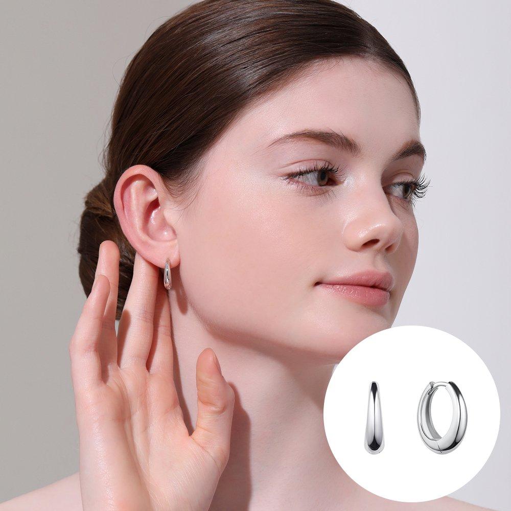 

[Rosemont] Silver One-Touch Earrings (L Size) Ra24B16T