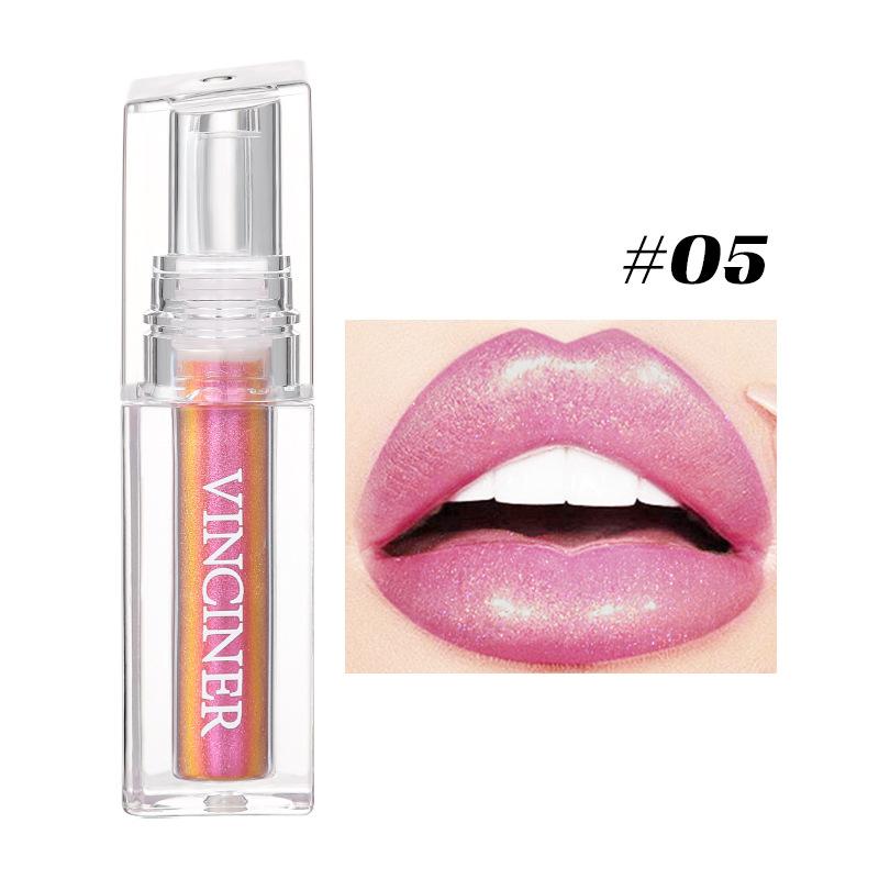Chameleon Lip Glaze Lip Gloss Eyeshadow, Face Highlight Moisturising Diamond Shimmer Liquid Lipstick, Aurora Dazzle Lip Gloss for Party Daily Makeup