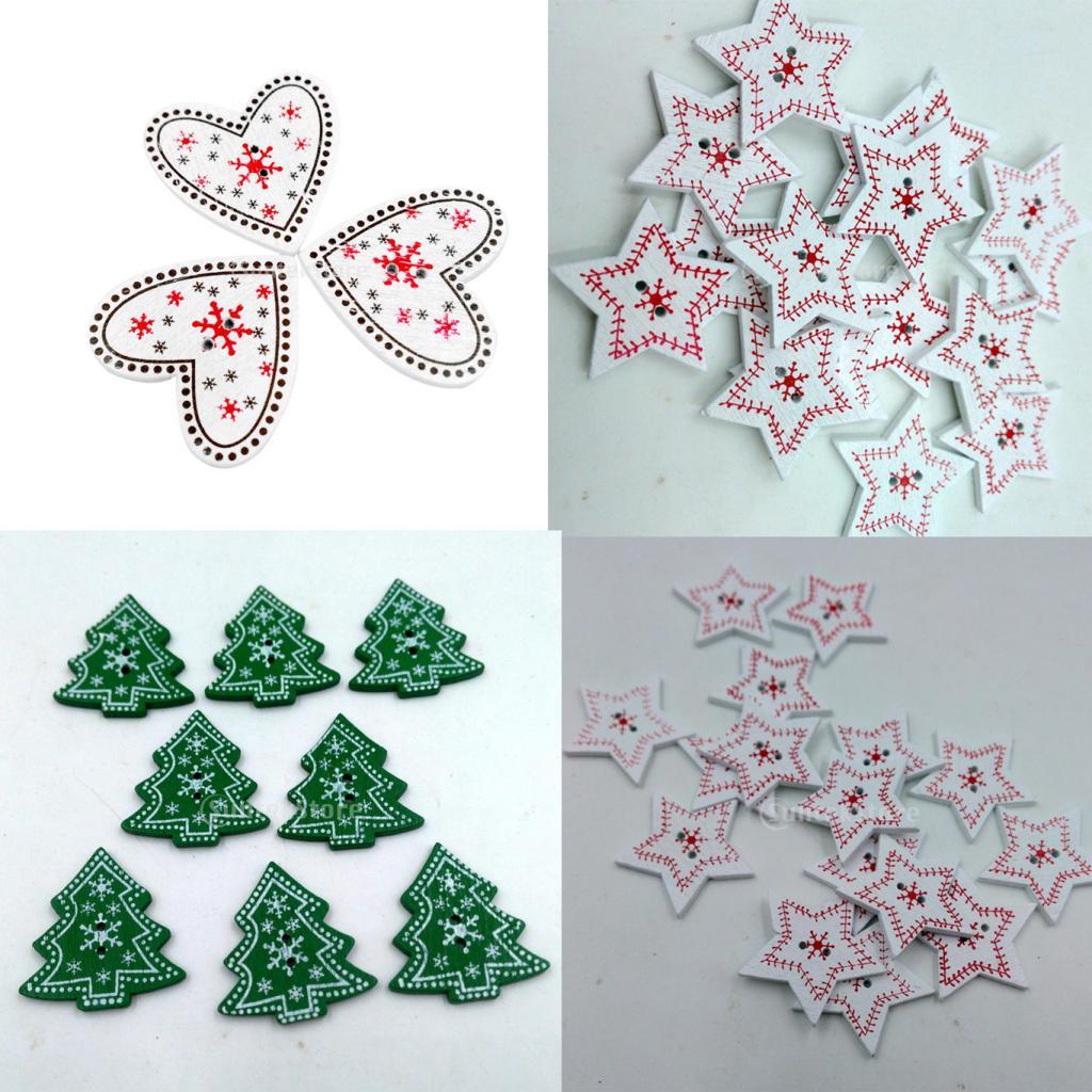 Snowflake Christmas Buttons Wood DIY Craft Embellishments for Holiday Card Making and Clothes Decoration