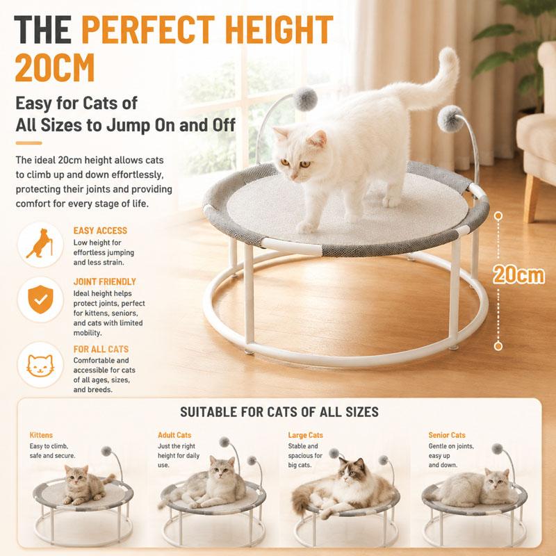 Summer breathable wrought iron cat bed all season universal moisture-proof cat hammock round mesh pet cat trampoline