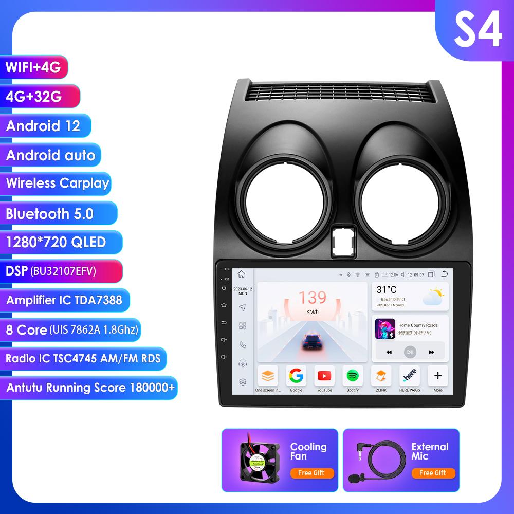 Ossuret Android 14 Intelligent Autoradio 2din Carplay For Nissan Qashqai J10 2006 2007 2008 2009 2010-2013 multimeida player Gps Navi Stereo Screen