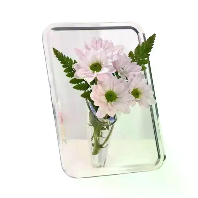 Frame Flower Vase - Clear Acrylic Vase For Flowers, Modern Art Vases For Home Decor, Decorative Vases For Desktops Bookshelf