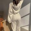 Koreanischer Chic Langarm Kapuzensweatshirt + High-Waist Jogginghose Set