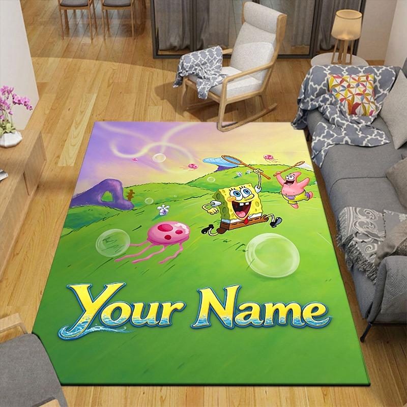 Custom 1Pc Sunny Adventure Green Hills Flannel Personalized Rug Non Slip Floor Mat Soft Carpet for Living Bedroom Office Home Decor Gift