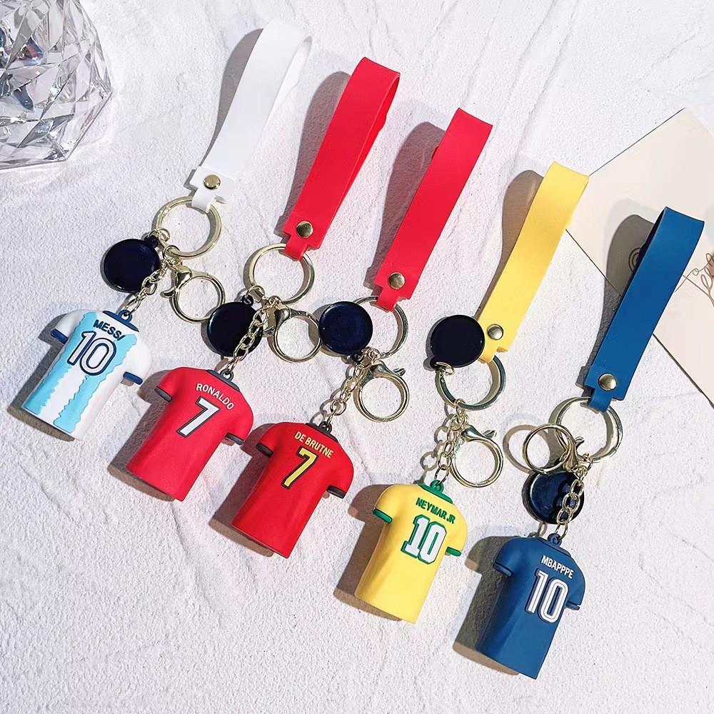 Cartoon Football Jersey Keychain: Cute Ronaldo, Messi, Mbappé, Neymar Car Bag Pendant, Non-Fading