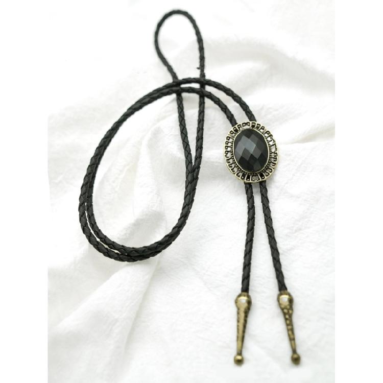 Mens American Bolo Tie Handmade Western Gem Stone Jewelry Cowboy Necklace Chain