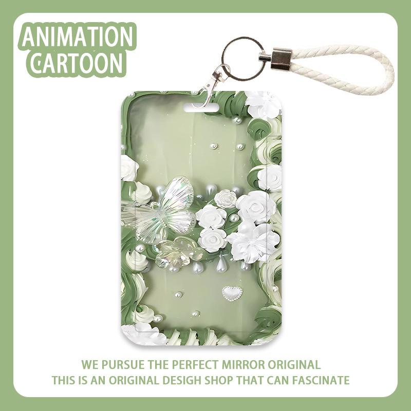 Ins Style Flower Card Holder Abs Student Card Meal Card Subway Card Bus Card Pick-Up Card Anti-Lost Hard Shell Card Holder