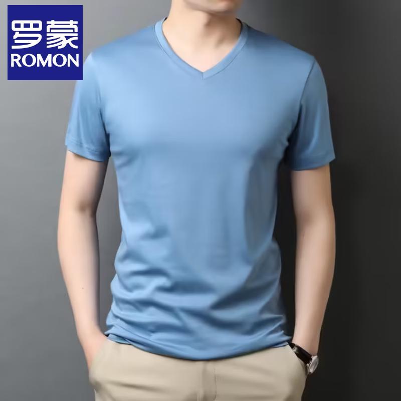 Lomon Men's Pure Cotton V-Neck T-Shirt