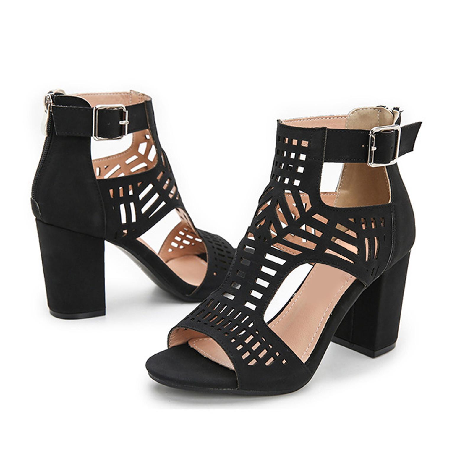 

Летняя женская обувь. Женская обувь на полой молнии. Сандалии с открытым носком. Высокие каблуки. 38 чёрный