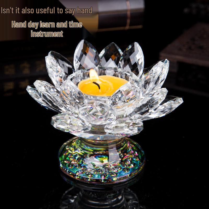Kristall-Lotus-Glas-Kerzenhalter - Mehrfarbiges Ornament, Ewige Butterlampe für Heimdekoration