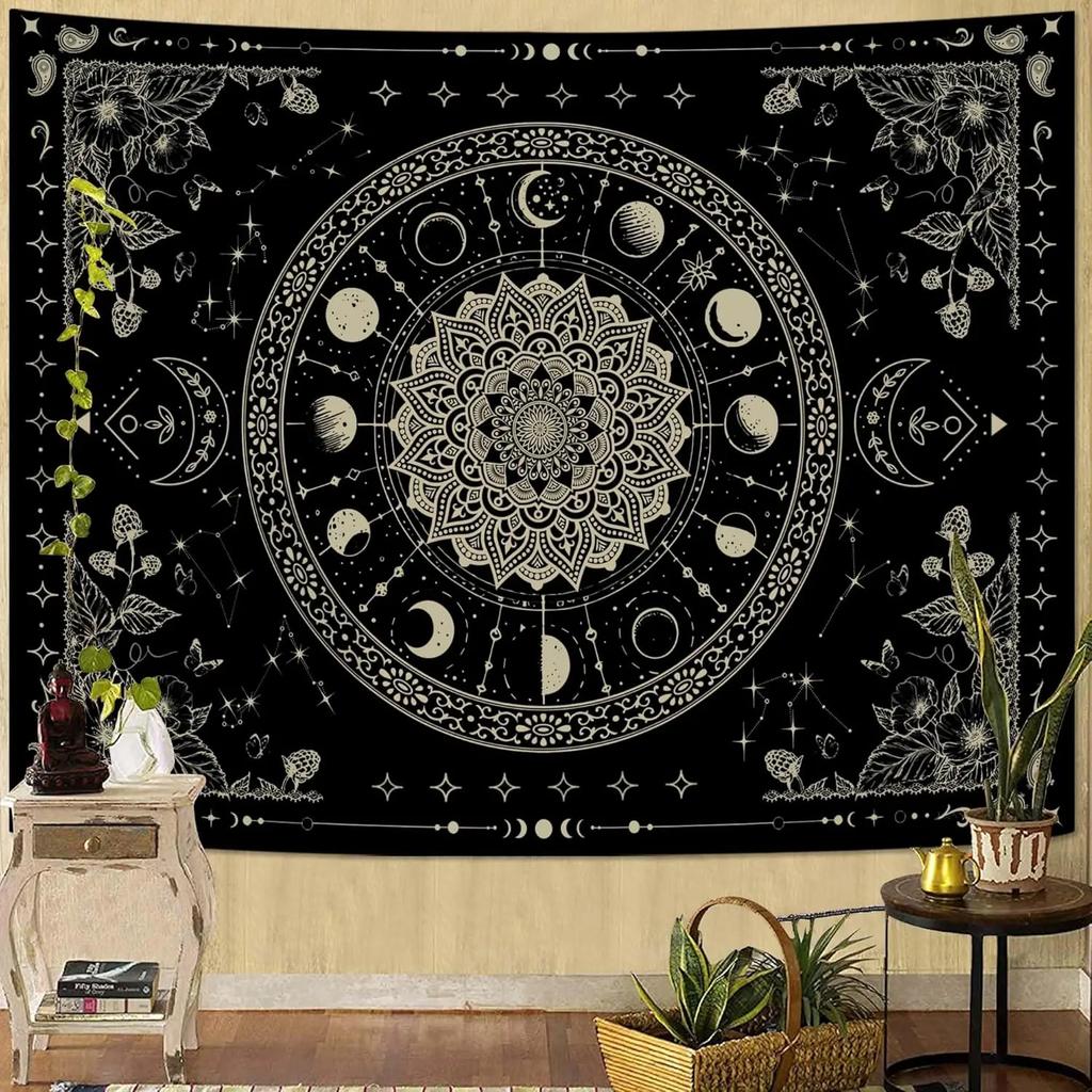 VIKAMA Bemaltes Glas Lebensbaum Wandteppich Vintage Bunte Blätter Böhmischer Kunststil Wohnzimmer Raum Heimdekoration