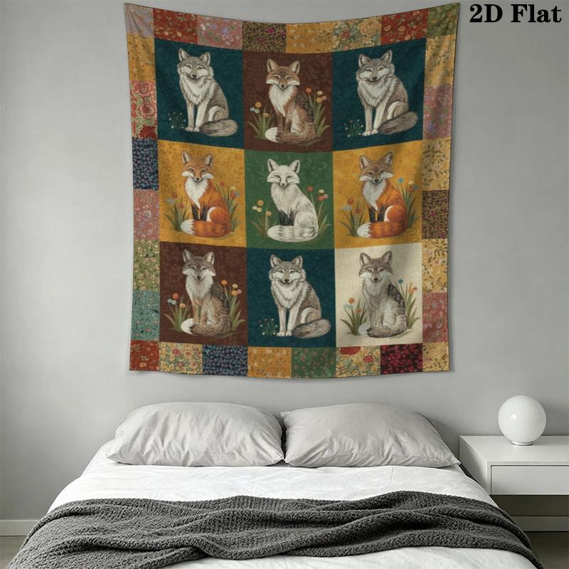 Retro patchwork Animal Wall Tapestry Aesthetic Wall Hanging Printed Fabric Blanket Decorative Tapestries for Bedroom Living Room Home Decor