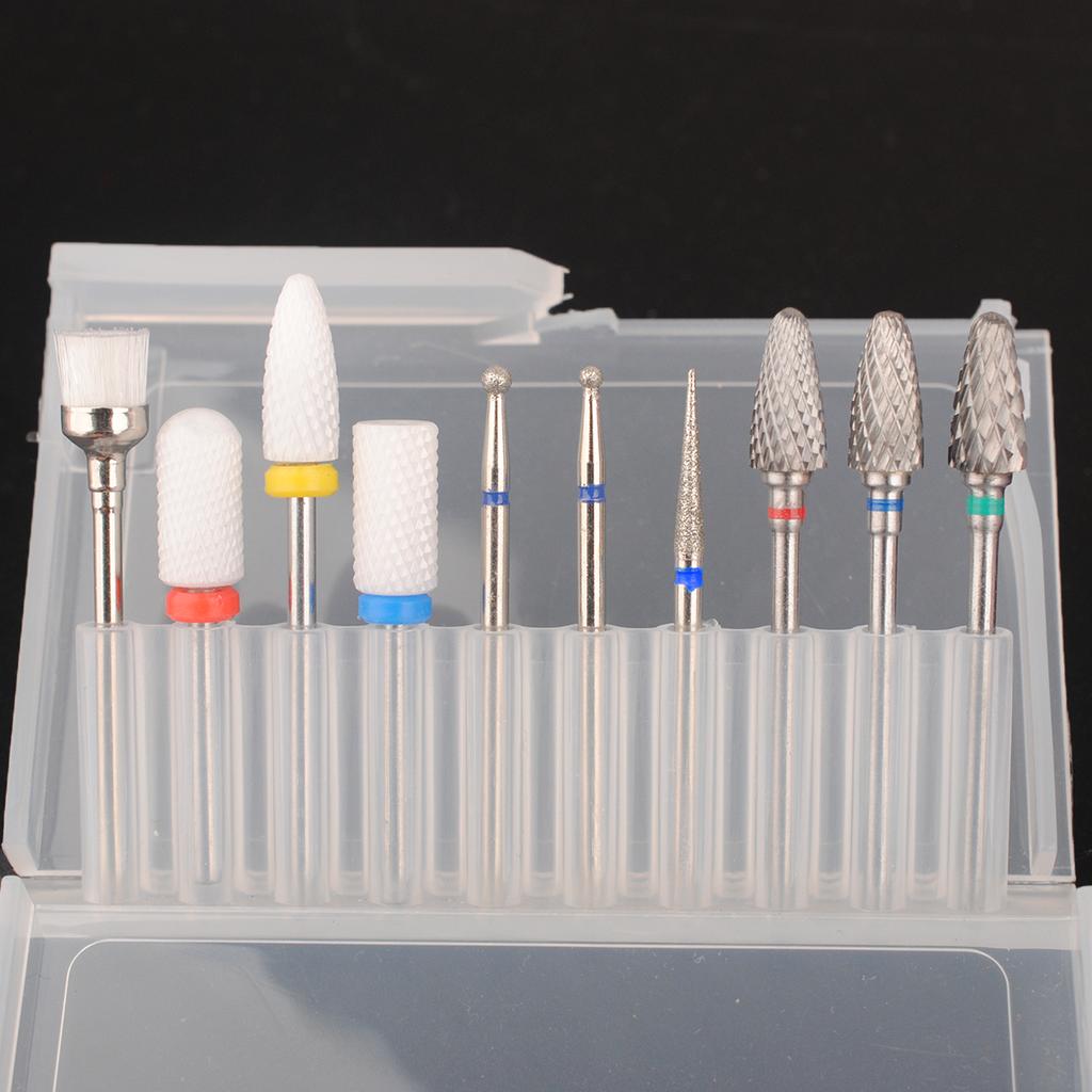 10pcs Nail Bits for Nail Drill,Ceramic Drill Bits for Nails Sets Acrylic,Cuticle Drill Bits for Nails Carbide Remover Bits