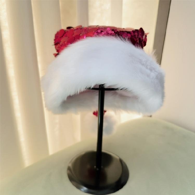 Christmas Theme Party Hat for Adult Glittering Sequins Santa Caps Festival Props Noel Hat for Holiday Family Gathering