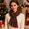 Women Pleated Scarf Thickened Weave Autumn Winter Scarf Solid Color Breathable Shawl Headscarf Outfit Accessories