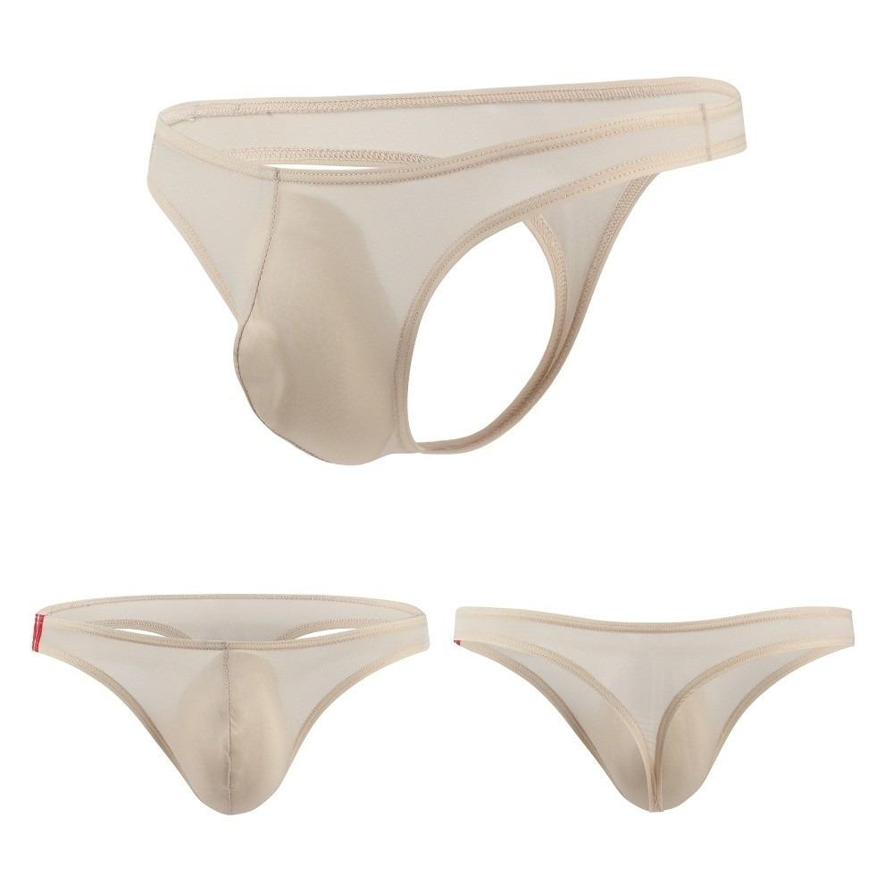 Low Rise Ice Silk Underpants See-through Bikini Briefs Simple Men's Thong  Male