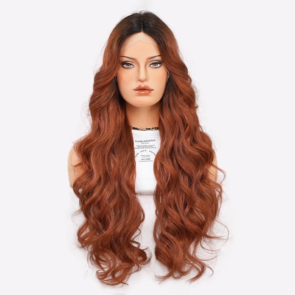 28" Balayage Dantel Ön Peruk - Çok Tonlu Seçeneklerle El Bağlamalı Japon Kanekalon Isıya Dayanıklı Kıvırcık Saç Parçası