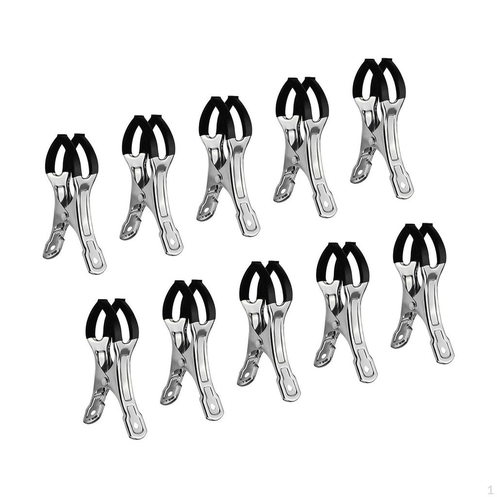 10 Pack Pool Cover Clips, Beach Towel Multi-Purpose Stainless Steel Clips for