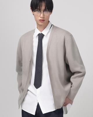 Work On Body Off Half Milano Semi-Oversized Basic Cardigan - Light Gray