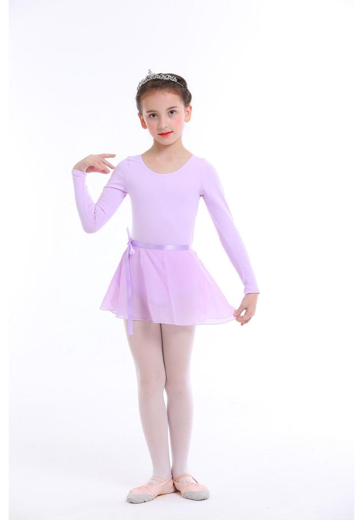 Children's Spring/Summer Long Sleeve Cotton Ballet Leotard Two-Piece Set